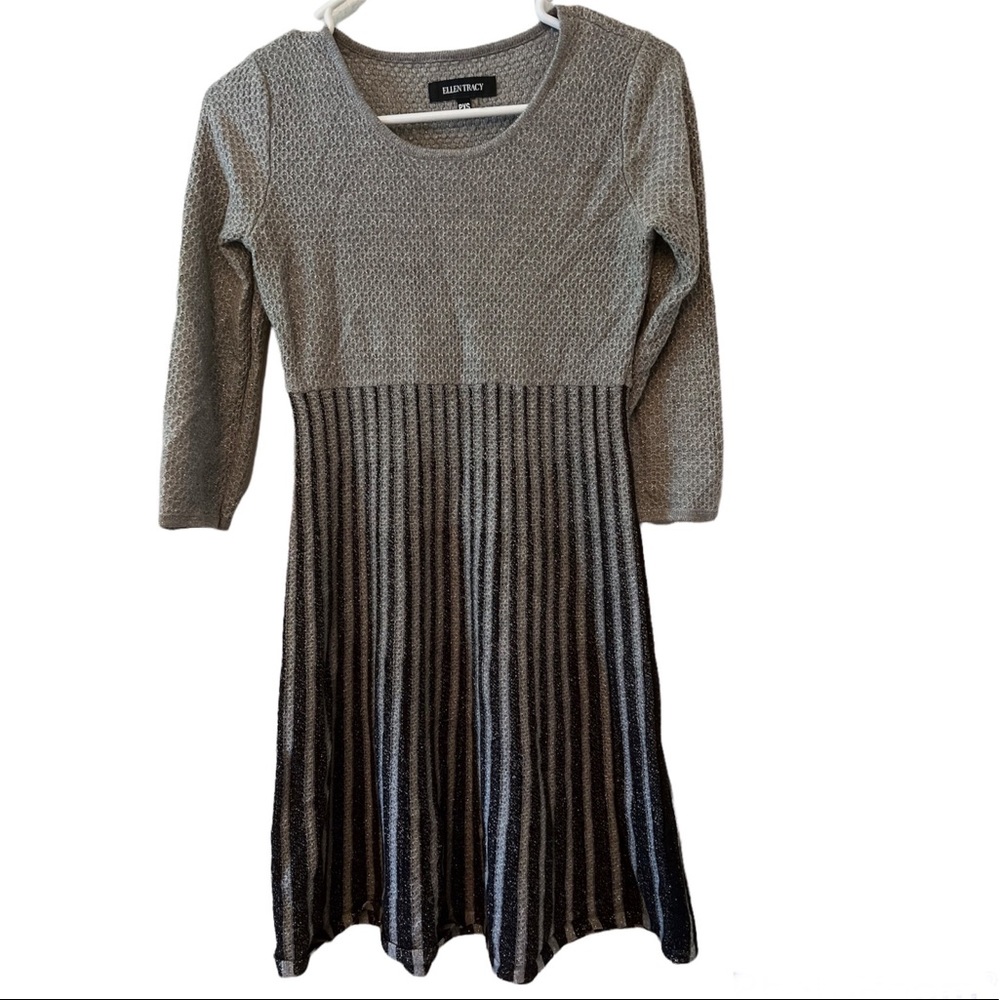 Ellen Tracey Grey Dress with Stripes